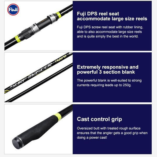 Surf Casting Set Rod Noeby Surf Master Hybrid 4.25m C.w:100 250g Toray Japan Carbon Fuji Guides Reel Noeby Legend 7 6000 Max Drag 25kg