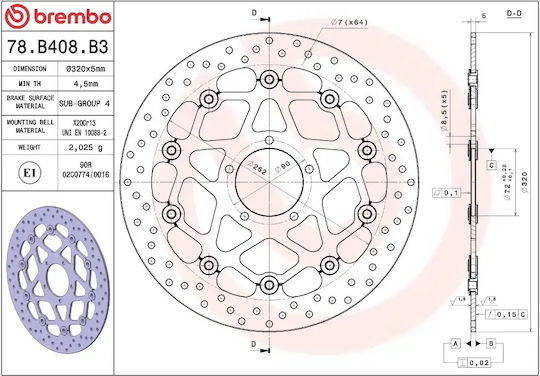 Brembo Δισκόπλακα Μπροστά