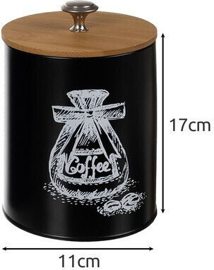 Set of 4 Coffee Sugar Pasta Cereal Jars with Metallic Black Lid 11x11x17cm 4 Pieces