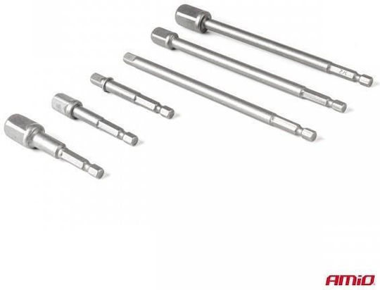 Amio – HEX Steckdosen 1/4" 1/4" 3/8" 1/2" Heavy Duty Festmontage & Täglicher Gebrauch – Set 6 Stück 04781/am
