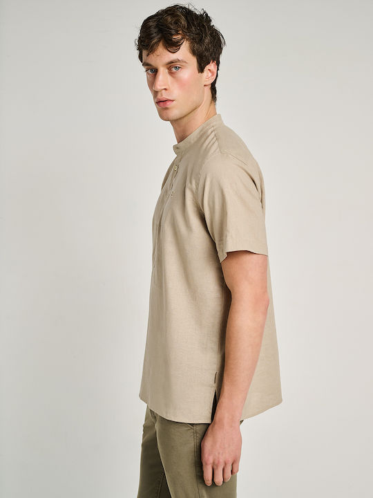 Short Sleeve Linen Shirt Light Beige 61-204.055.N0033