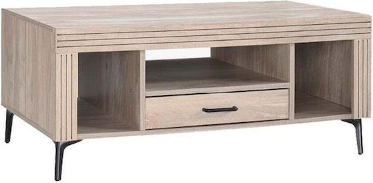 Rectangular Central Coffee Table Wooden Board with Drawers Sonoma W100xL63xH44cm