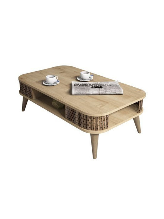 Rechteckiger Zentraler Kaffeetisch Aus Holz Natürliche M105xT60xH34,6cm HomeMarkt