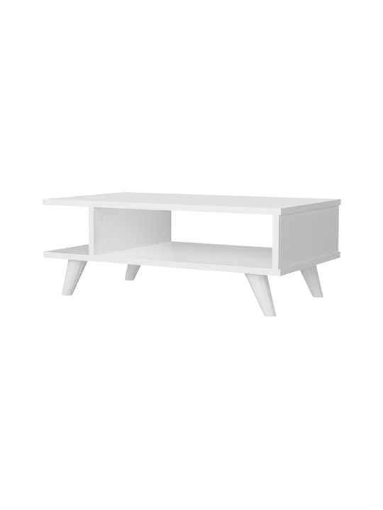 Rectangular Central Coffee Table Titus Wooden White L80xW45xH30cm