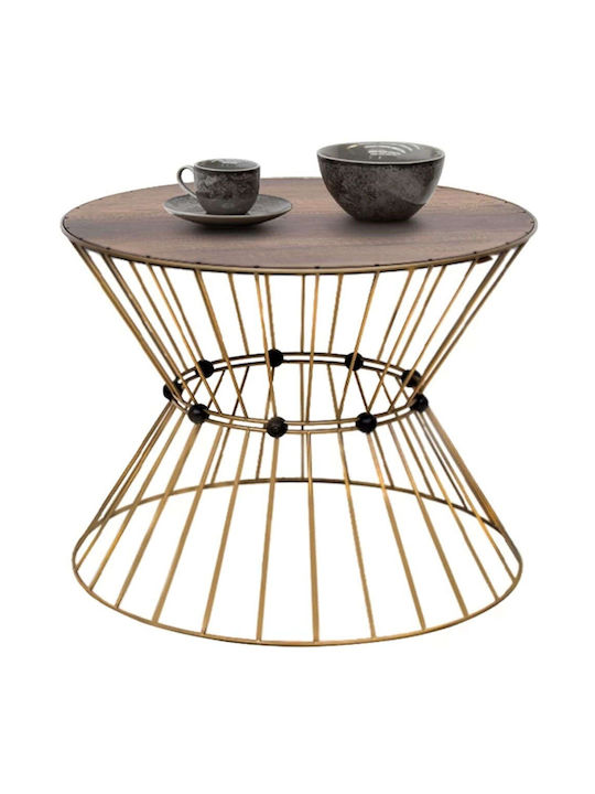 Round Central Coffee Table Girene Wooden Gold 55x55x42 cm GP030-0142