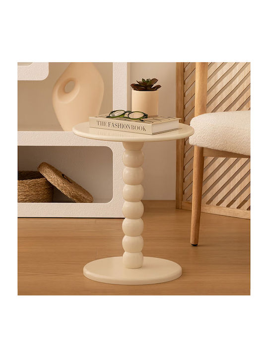 Round Side Coffee Table Chamlo Wooden White W38xL38xH46.5cm