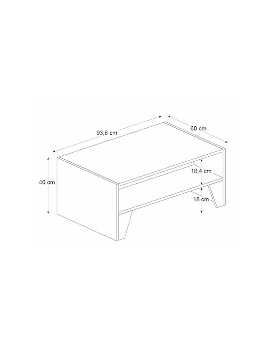 Rechteckiger Zentraler Kaffeetisch Chester Holz Anthrazit - Nussbaum M93,6xL60xH40cm