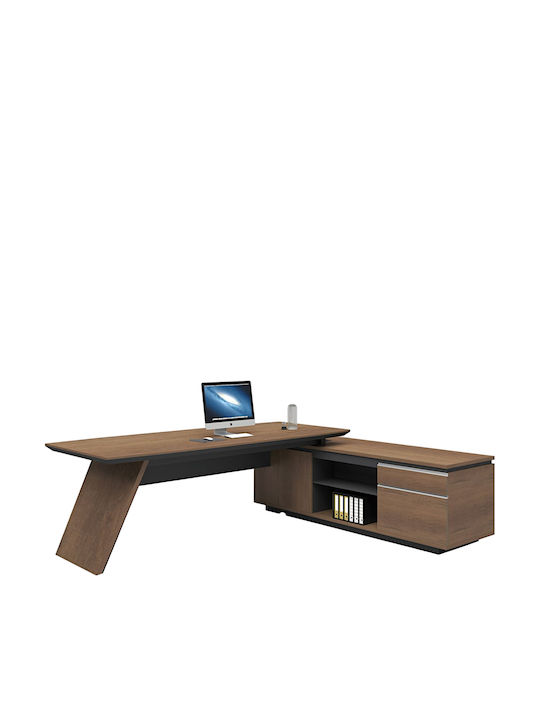 Ecke Professionelles Büro Proline Holz Dark Walnut / Black 200x200x76cm