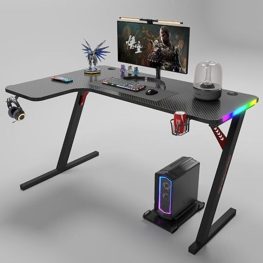 Γωνιακό Γραφείο Gaming με LED & USB θύρες 140x100x74εκ. Μαύρο Γωνιακό Γραφείο Gaming με LED & USB θύρες 140x100x74εκ. Μαύρο