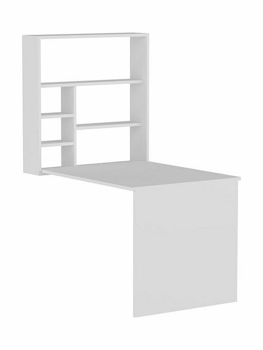Γραφείο Ravin Ξύλινο με Βιβλιοθήκη Λευκό 63x90x154εκ.