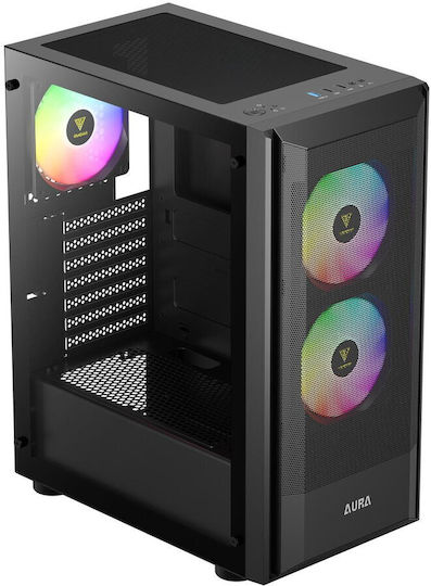 Gamdias Aura GC6 aRGB Gaming Midi Tower Computer Case with Side Window Black