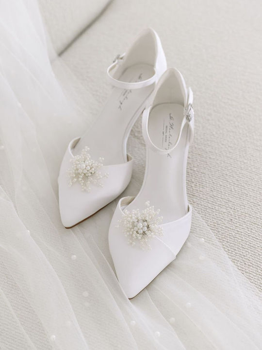 Leder Pumps mit Niedrigem Absatz Weiße