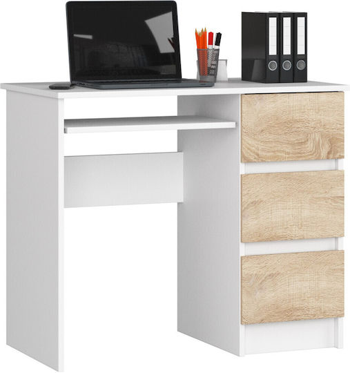 Birou De Calculatoare 90x50x77cm Alb Și Sonoma Oak Birou De Calculatoare 90x50x77cm Alb Și Sonoma Oak