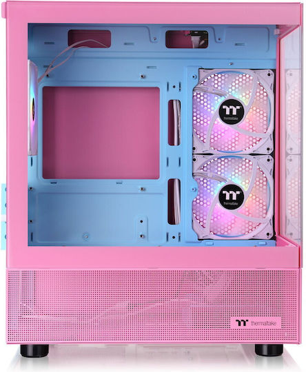 Thermaltake View 170 TG Gaming Micro Tower Computer Case with Side Window and ARGB Lighting Pink