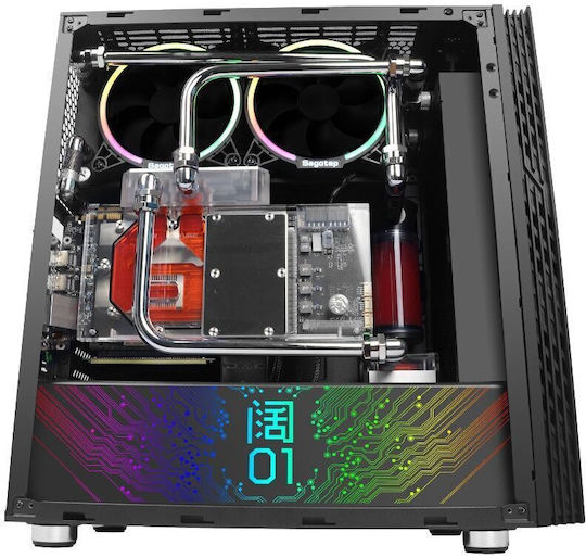 Segotep Fenix 2 Gaming Midi-Turm Computergehäuse mit Seitenfenster Schwarz