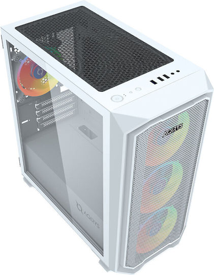 Aqirys Wezen Gaming Mini Tower Κουτί Υπολογιστή με Πλαϊνό Παράθυρο και ARGB Φωτισμό Λευκό