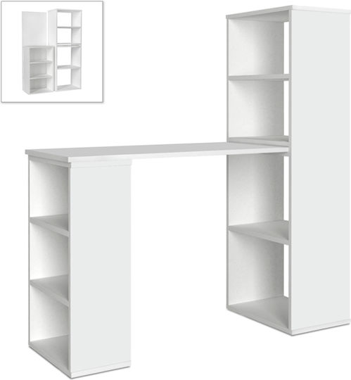 Schreibtisch Last mit Bücherregal 119x44.7x123cm Weiß