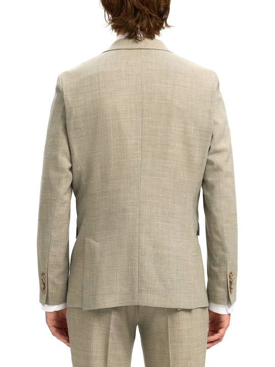 Selected Summer Men’s Suit Jacket With Slim Fit Beige
