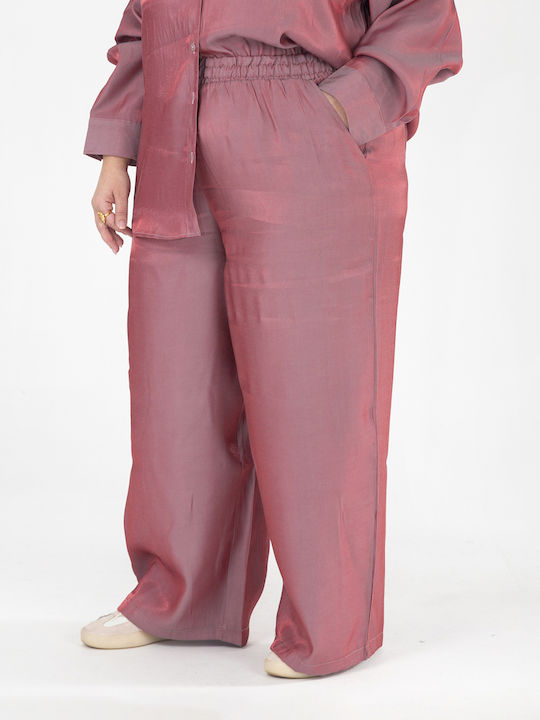 Damen Rosa Satz mit Gummibandhose in Gerader Bein Stil