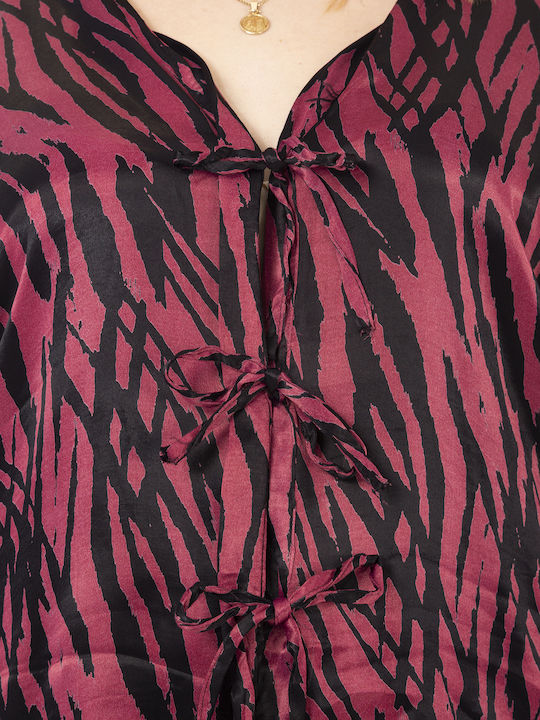 Damen Burgundisches Set mit Gummibandhose in Gerader Bein Stil Leo