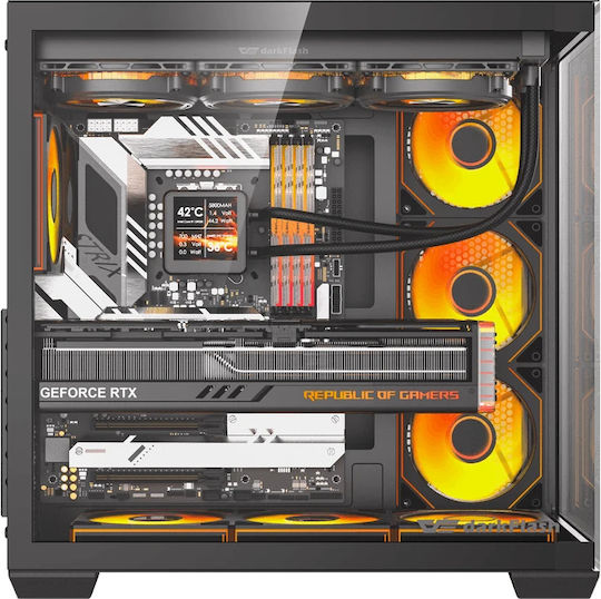 Darkflash C280 Gaming Mini Tower Κουτί Υπολογιστή με Πλαϊνό Παράθυρο και ARGB Φωτισμό Μαύρο +7 Fans