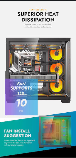 Darkflash C280 Gaming Mini Tower Κουτί Υπολογιστή με Πλαϊνό Παράθυρο και ARGB Φωτισμό Μαύρο +7 Fans