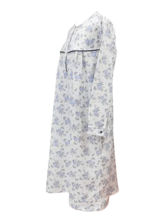 Nina Club Winter Cotton Women's Nightgown Ecru-Raf