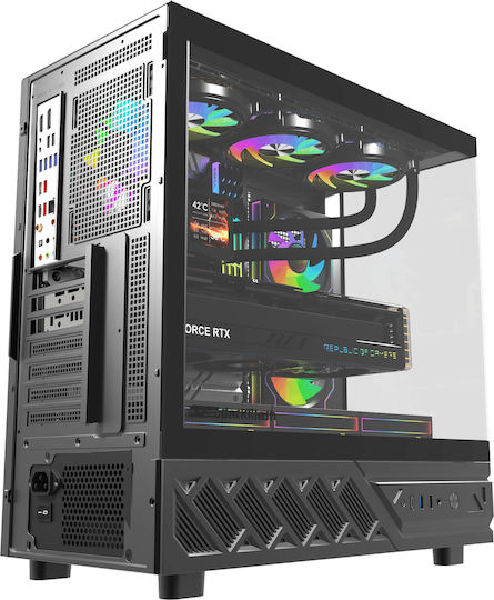 Darkflash DS950 Gaming Mini Tower Κουτί Υπολογιστή με Πλαϊνό Παράθυρο και ARGB Φωτισμό Μαύρο