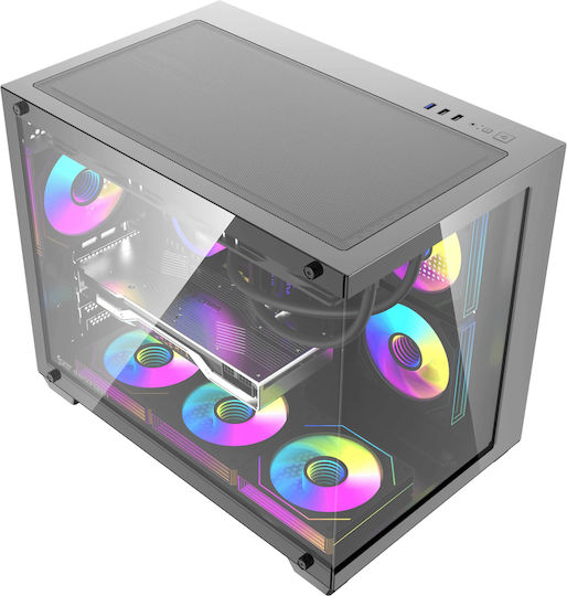 Darkflash B275 Pro Gaming Mini Tower Κουτί Υπολογιστή με Πλαϊνό Παράθυρο και ARGB Φωτισμό Μαύρο