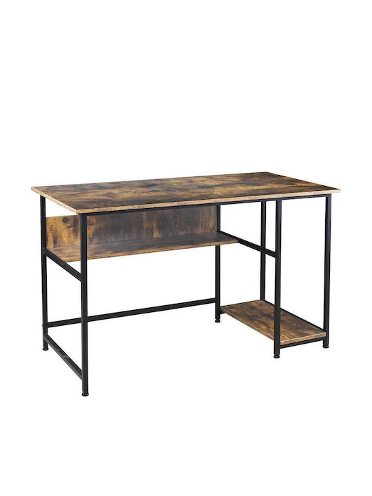 Birou din Lemn cu Bibliotecă Roz cu Picioare Metalice 120x60x76cm