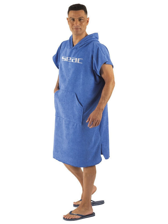 Microfiber Adult Swimming Bathrobe Poncho 152-106b Blue Seac