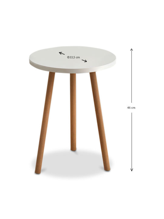 Round Side Table Roma Wooden White M33.5xW33.5xH46cm