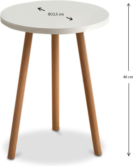 Masă Laterală Rotundă Roma Din Lemn Alb M33.5xL33.5xÎ46cm