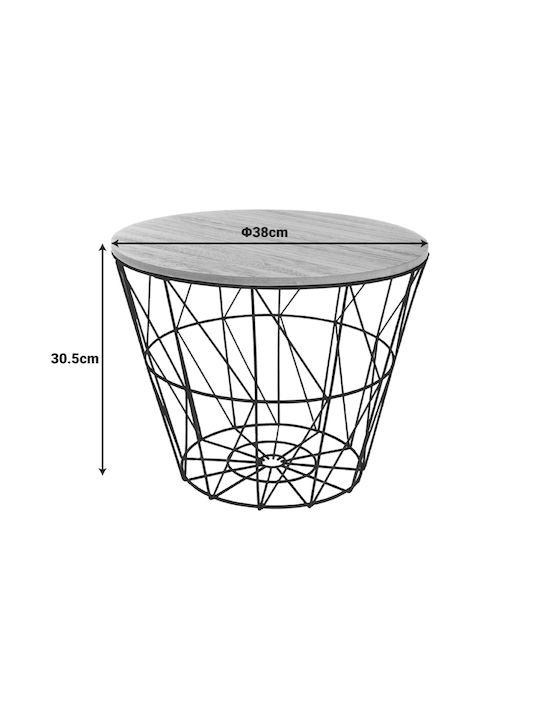 Round Side Table Jacot Wooden Black L38xW38xH30.5cm.