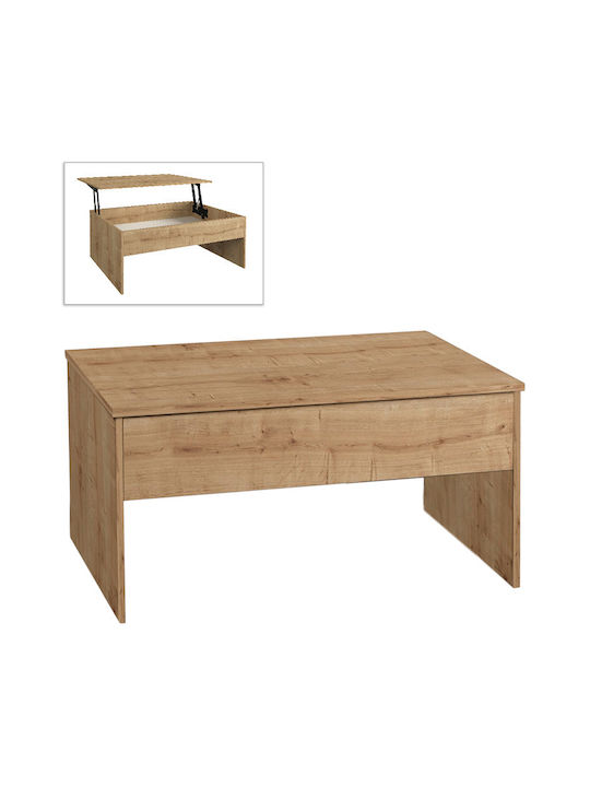 Rectangular Central Coffee Table Devon Wooden with Lifting Mechanism Brown M110xP60xH44.8cm