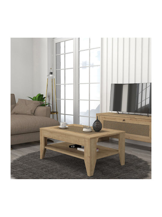 Rechteckiger Zentraler Kaffeetisch Madura Holz Beige M90xT60xH40cm GP042-0077 Stück