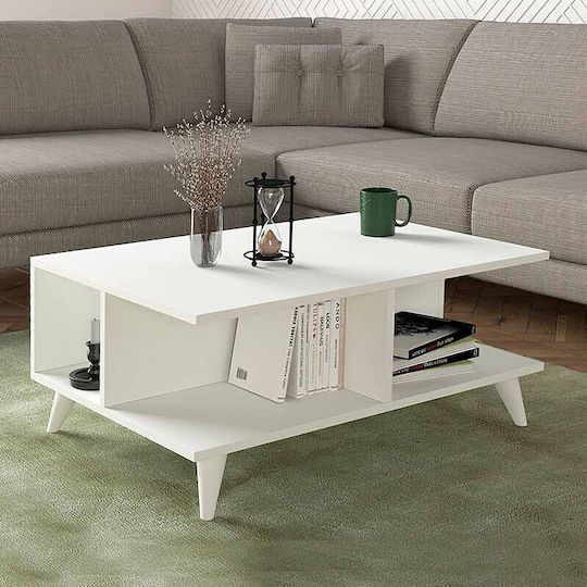 Rectangular Central Coffee Table Sedra Wooden White W90xL60xH38.6cm