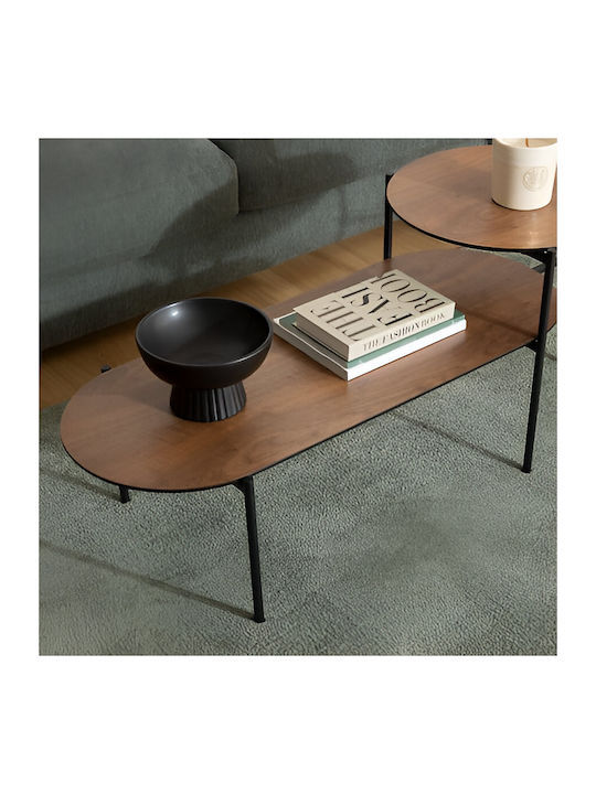 Oval Central Coffee Table Kemi Wooden Brown 118x43.2x48 cm