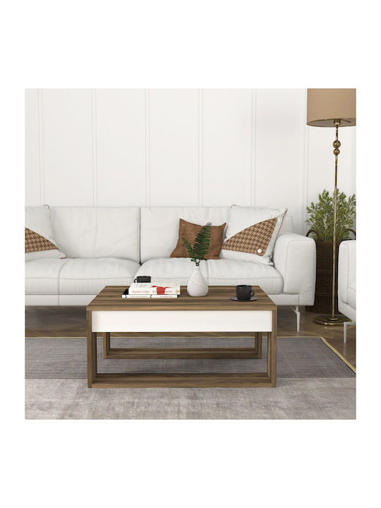 Rectangular Central Coffee Table Gorder Wooden Brown M80xW60xH35cm