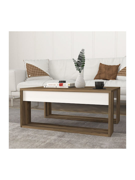 Rectangular Central Coffee Table Gorder Wooden Brown M80xW60xH35cm