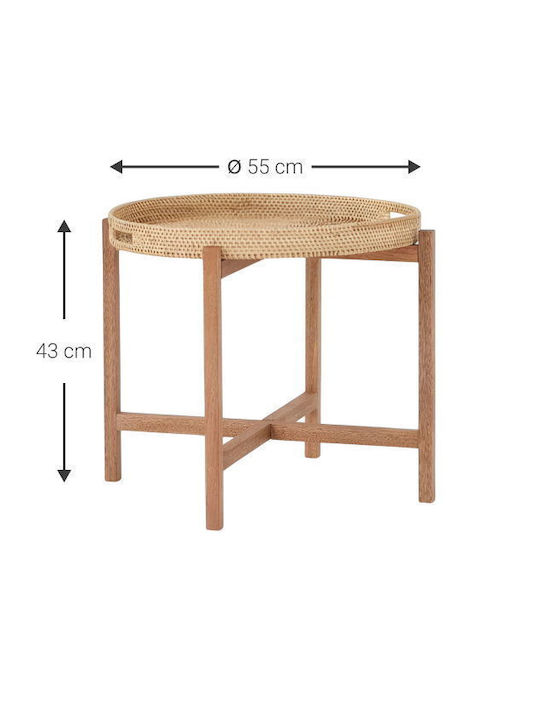 Round Side Coffee Table Esmaria Wooden Beige W55xL55xH48.5cm