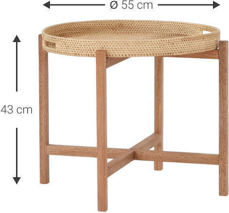 Masă Laterală Rotundă Esmaria Din Lemn Natural L55xL55xÎn48.5cm