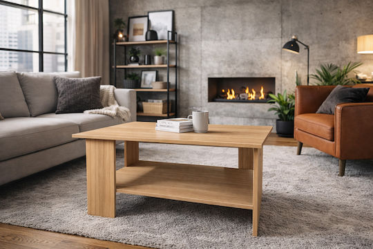 Ορθογώνιο Κεντρικό Τραπεζάκι Ξύλινο White Oak Μ87xΠ60xΥ43εκ.