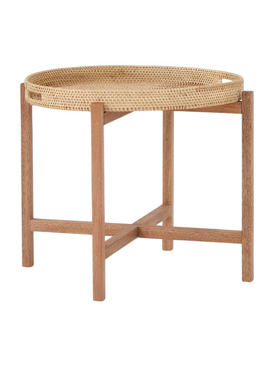 Round Side Coffee Table Esmaria Wooden Beige W55xL55xH48.5cm