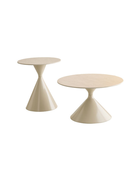 Στρογγυλό Βοηθητικό Τραπεζάκι Knot Cream 2τμχ Μ70xΠ70xΥ40εκ.