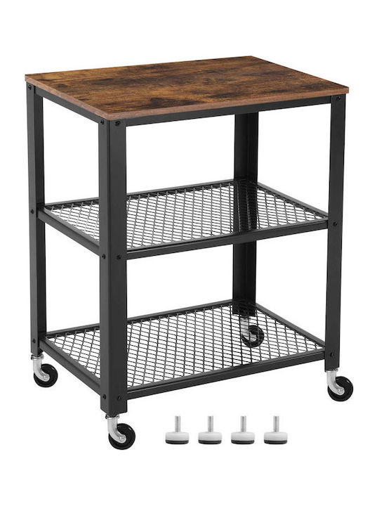 Rechteckiger Beistelltisch Holz mit Rädern Braune M60xB40xH77,5cm Vasagle