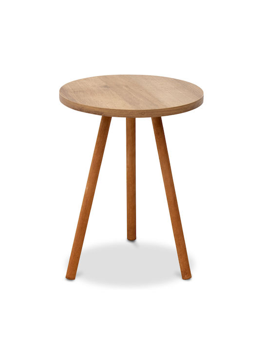 Round Side Table Roma Wooden Pine Oak L33.5xW33.5xH46cm.