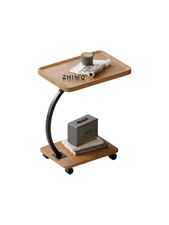 Rechteckiger Beistelltisch Holz mit Rädern Braune M30xL40cm