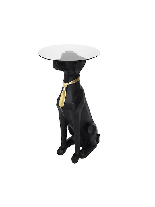 Round Side Table Dog Glass Black M15xW15xH66cm