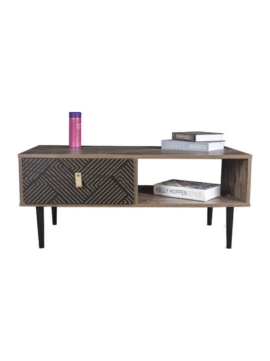 Rectangular Central Coffee Table Home Wooden with Drawers Brown W100xD50xH42.5cm